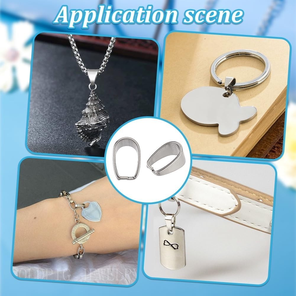Art Deco Stainless Steel Bail Clasp Set – 10 Stylish Pieces for Jewelry Crafting