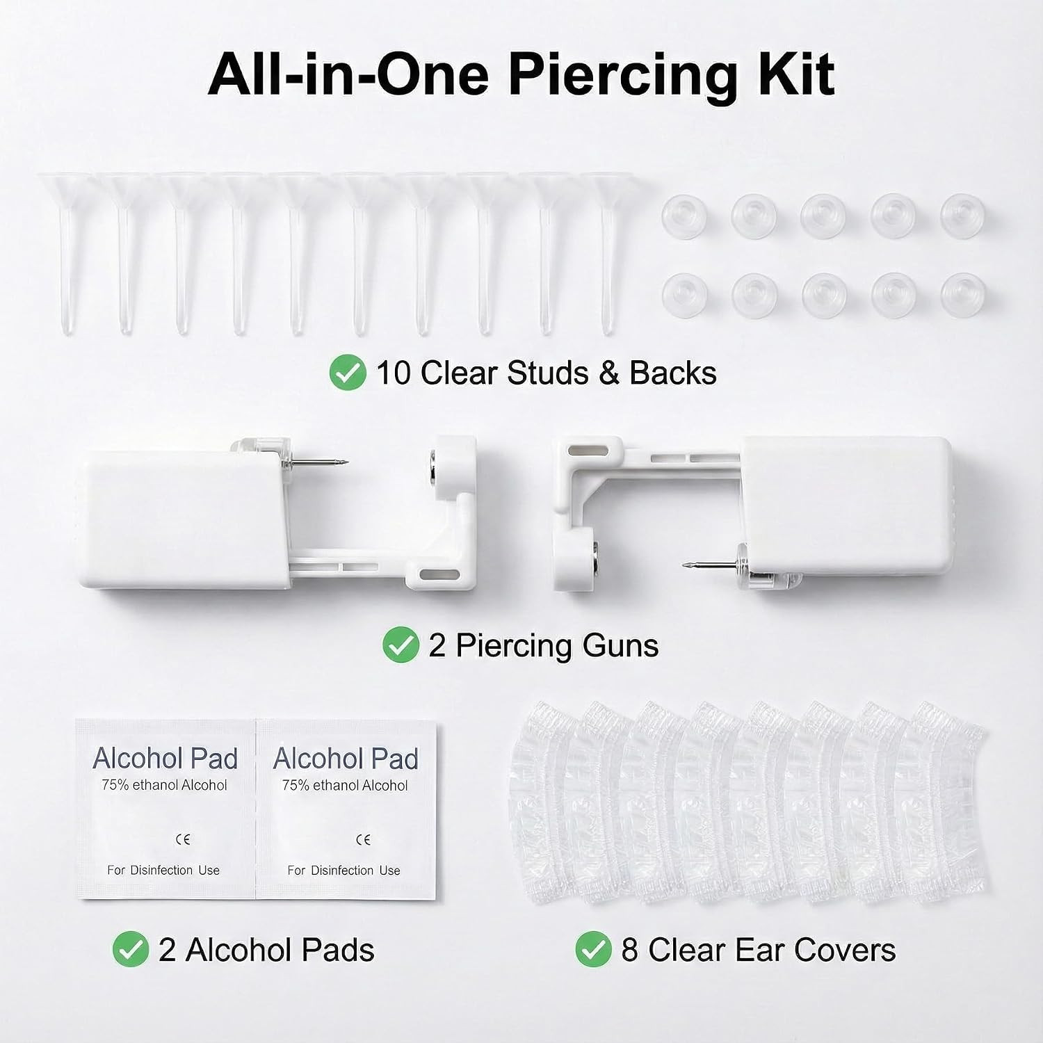 G23 Titanium Ear Piercing Kit, ASTM F136 Implant Grade 3Mm 4Mm CZ Studs for Sens