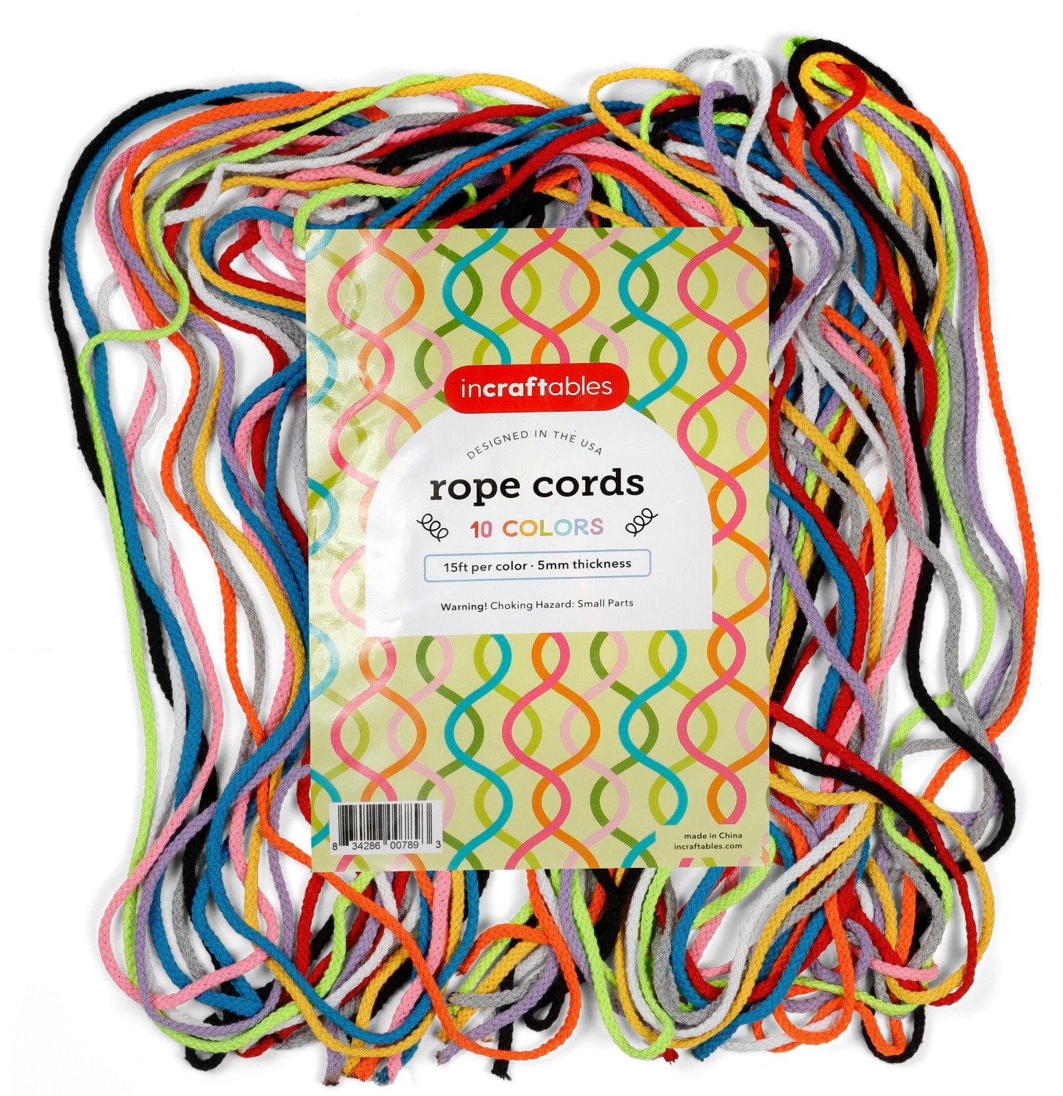 Incraftables 5mm Rope Cord (10 Colors). Best Cotton Macrame Cord 15ft per Color
