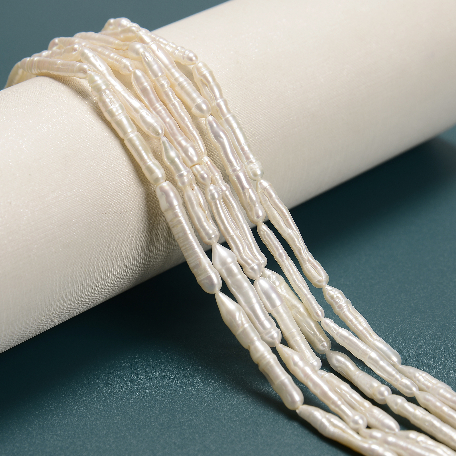 White Fresh Water Pearl Long Stick Shape Beads Size 4-5×20-25mm 15” Strand