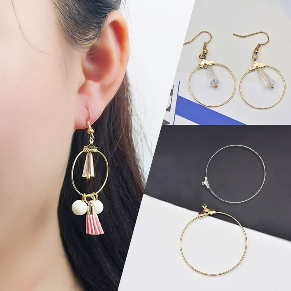 80Pcs Beading Hoop Earrings for Jewelry Making,Round Beading Hoops Earrings Bulk