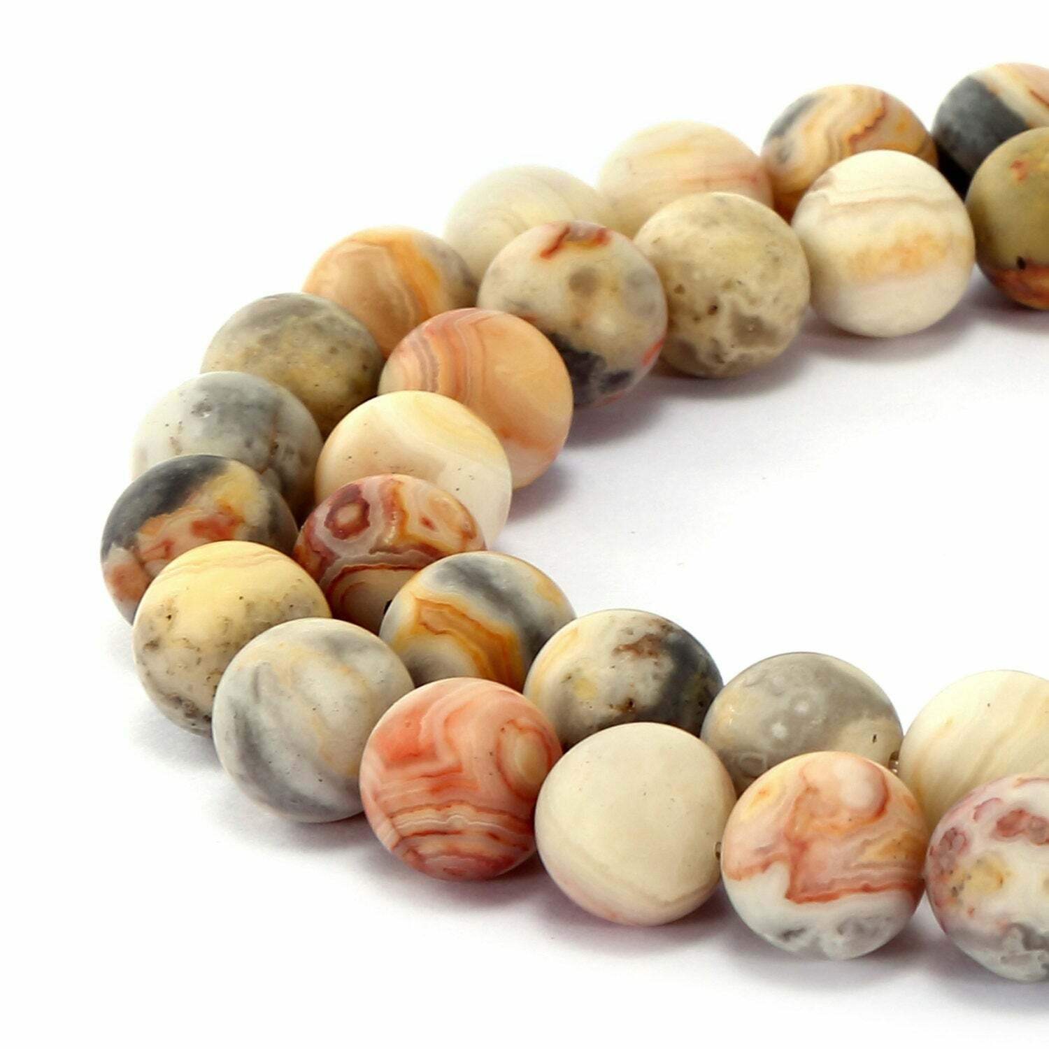 Yellow Crazy Lace Agate Matte Round Beads 4mm 6mm 8mm 10mm 12mm 15.5″ Strand
