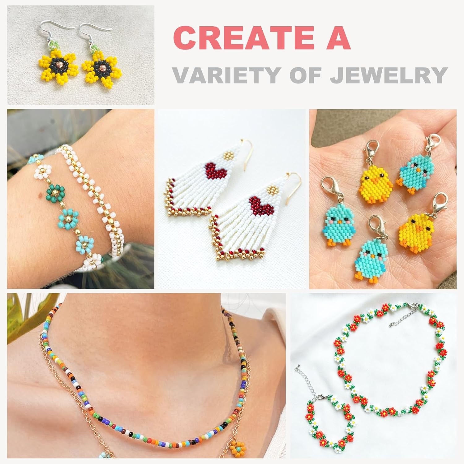 8000pcs 3mm Glass Seed Beads for Bracelet Making Kit, Small Beads Friendship …