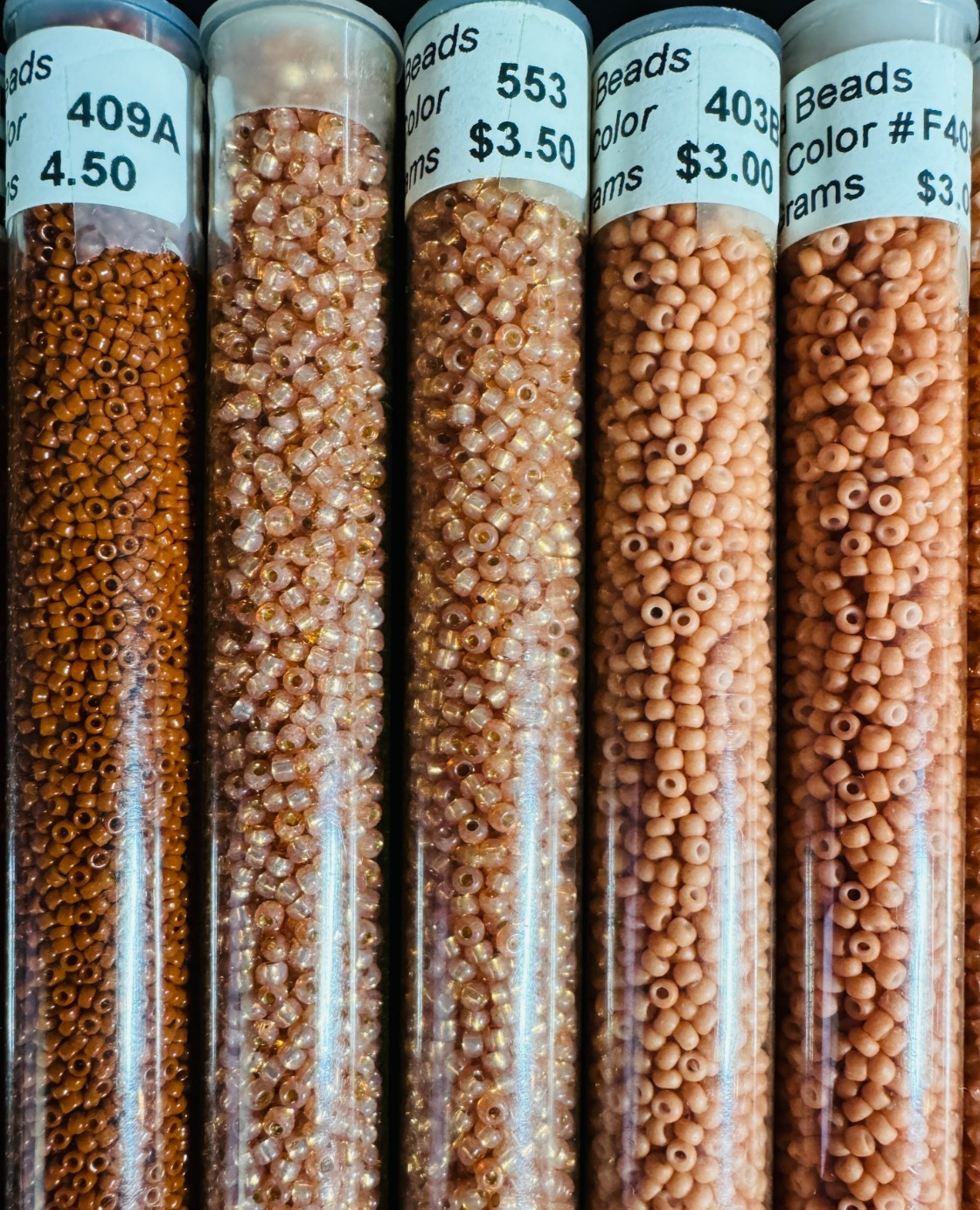 Glass Seed Bead Lot 30 Tubes – Rose Gold Sunset Mix Different Sizes NOS