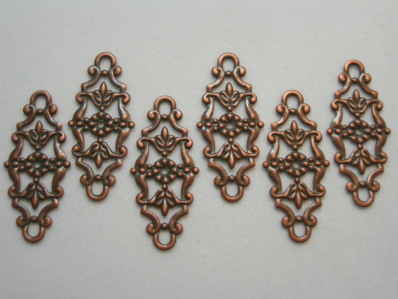 Antiqued Copper Filigree Drops Connectors Earring Findings – 6