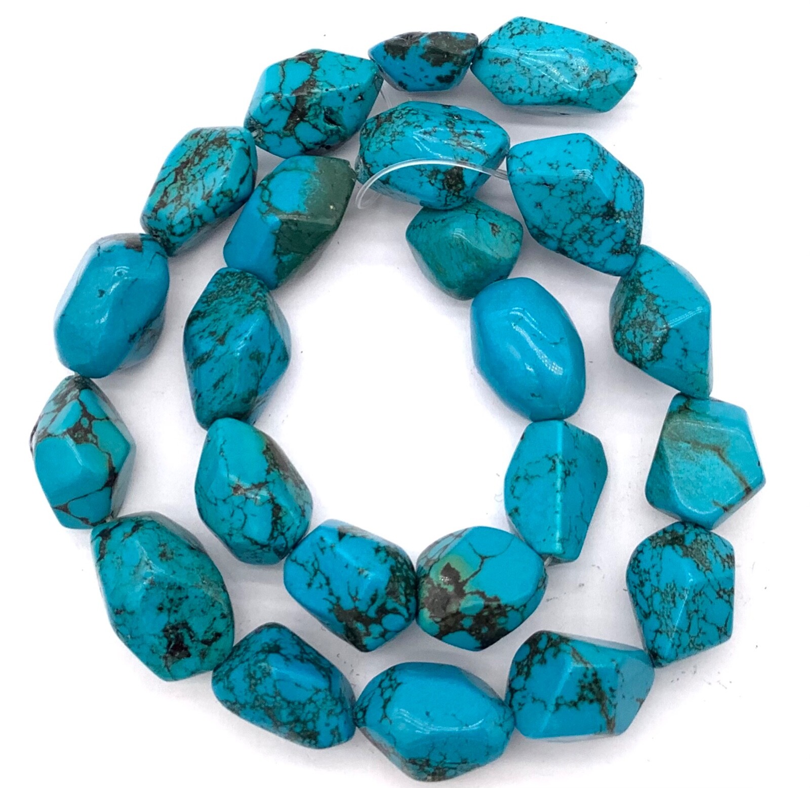 22 Genuine Natural China Hubei Blue Turquoise Gemstone beads Stone-#1736