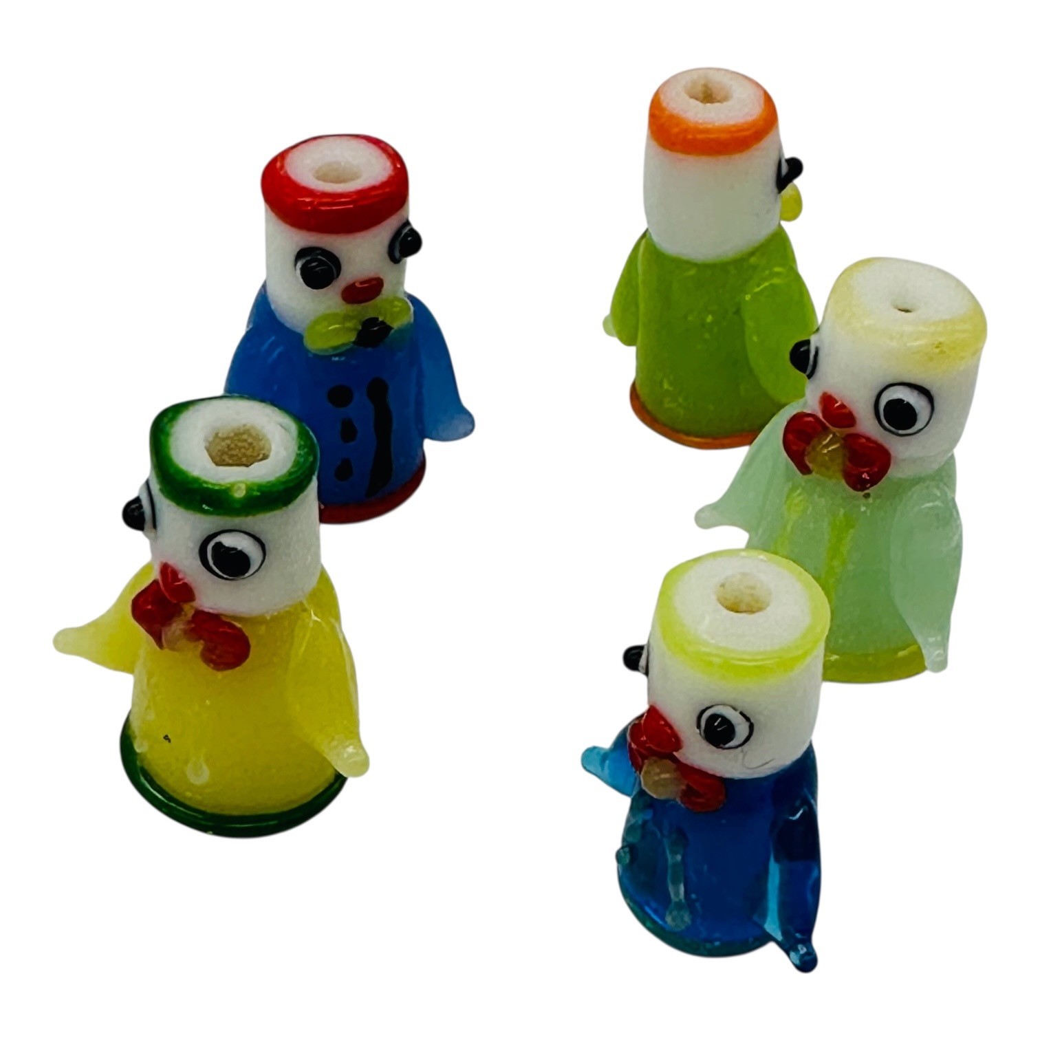 5 Hand Made Glass Lampwork Robot People 23x25x12mm Beads 7593