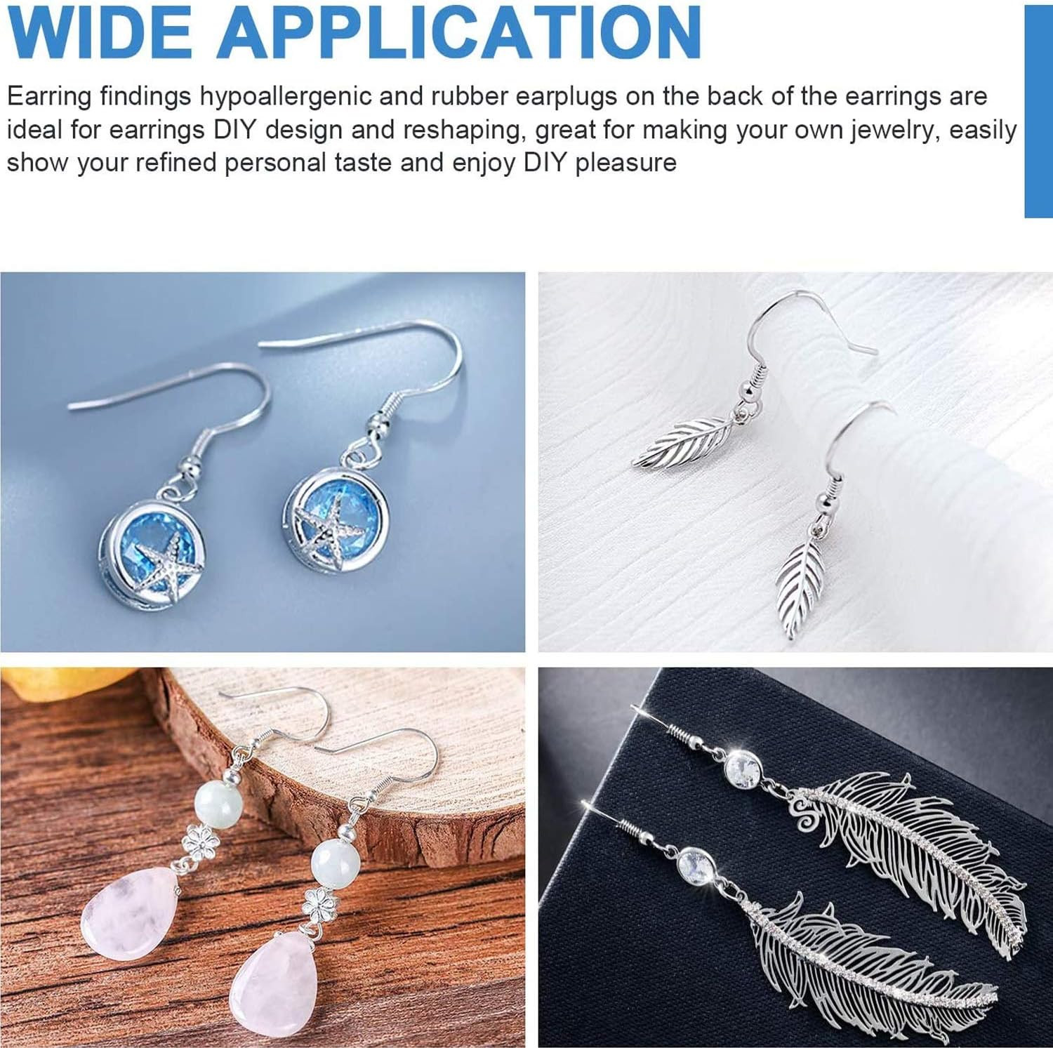 100 PCS / 50 Pairs 925 Sterling Silver Earring Hooks Hook Ear Wires with 100 ..