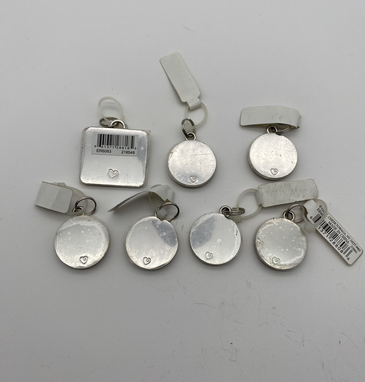 Lot of 7 Ganz Script Initial Silver Tone Pendant / Charm – New