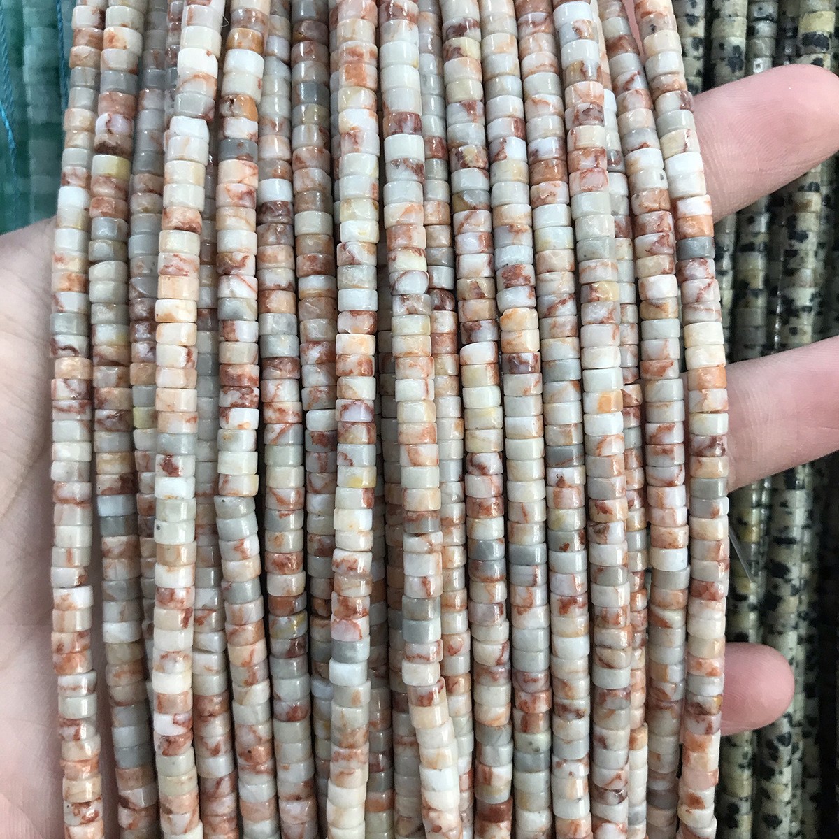 2x4mm Natural Red Spider Web Jasper Heishi Disc Spacer Beads for Jewelry Making