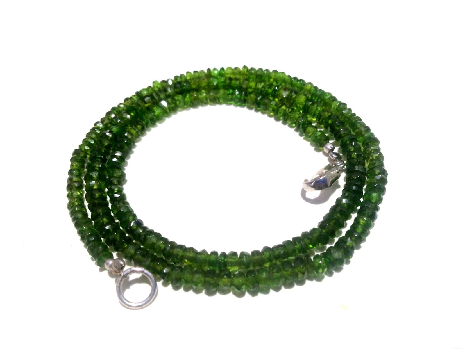 18″inch Necklace Natural Chrome Diopside Rondelle Faceted 3-4mm Beads CD1