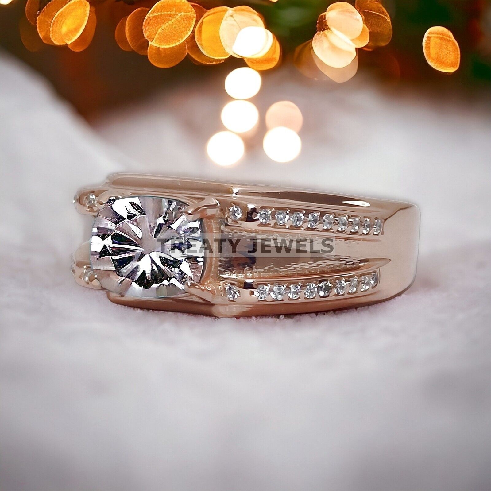 Moissanite Cushion Cut With 14k Yellow Gold Ring For Men’s #767