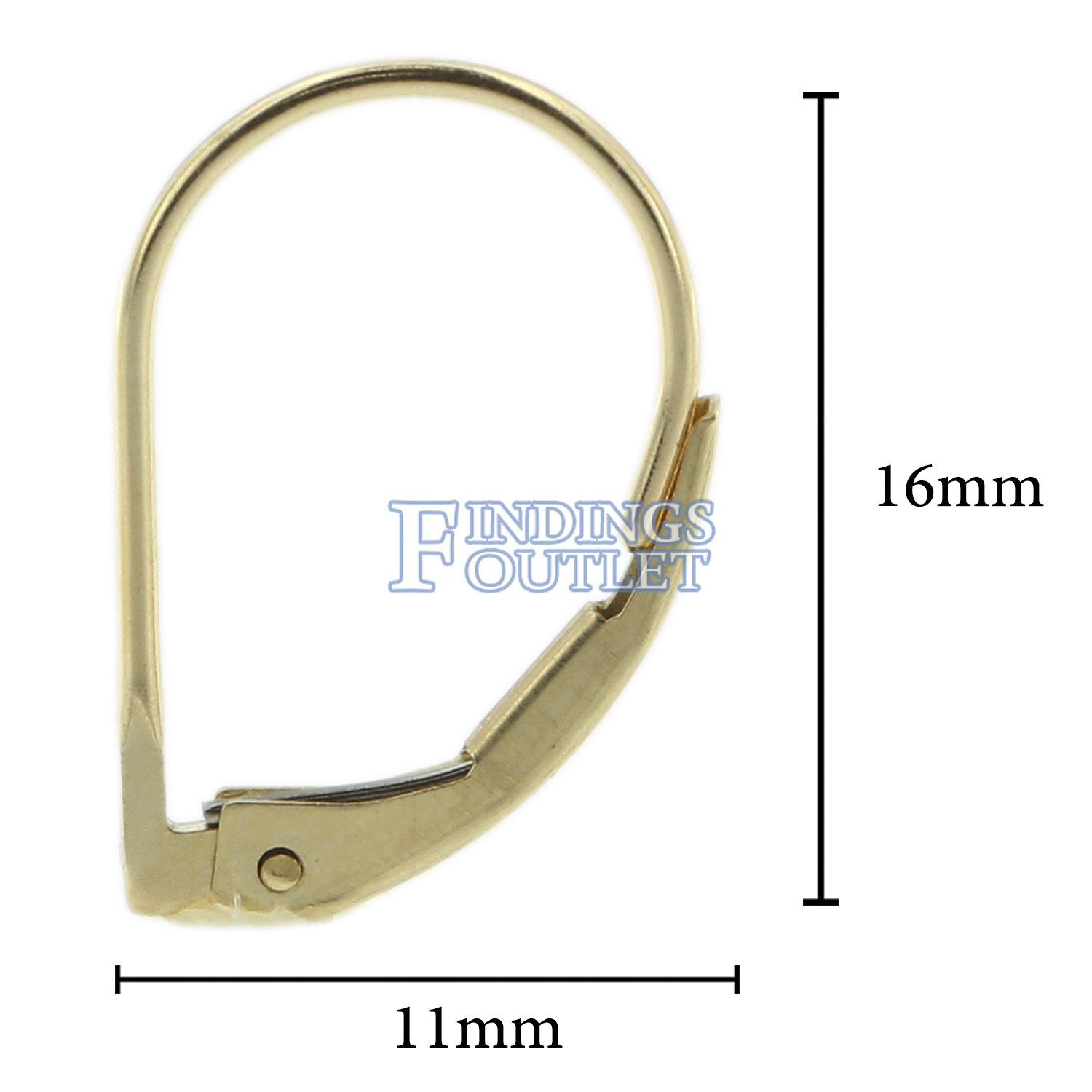 14k Yellow Gold Leverback Earring Mounting Dangling Setting Standard Plain Style