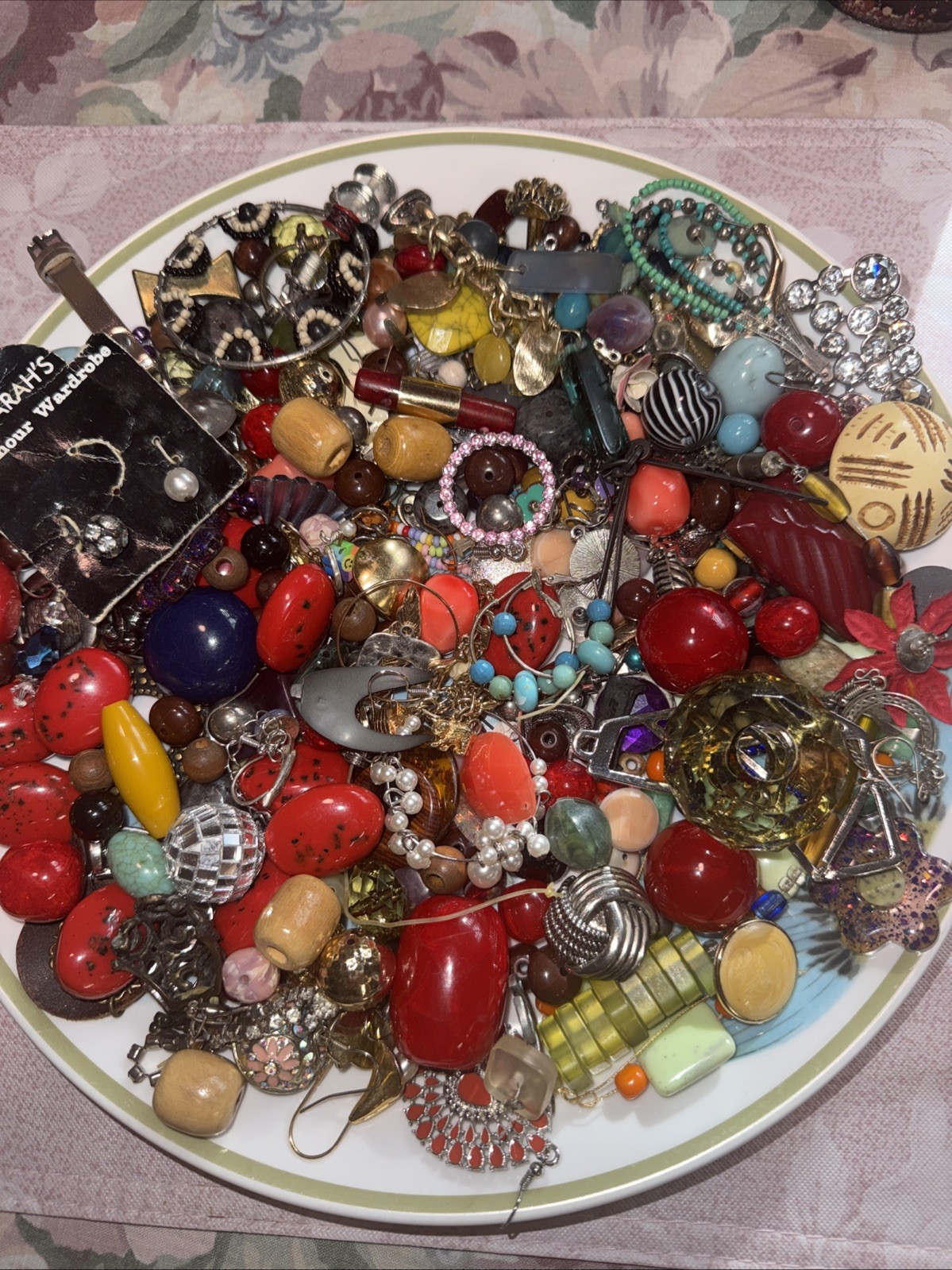 Huge Craft Lot, Stone, Beads, Broken Jewelry, Findings! 2.2 Lbs Fun Lot!