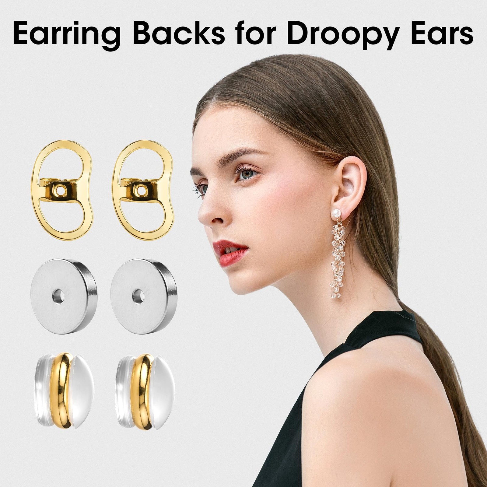 Earring Backs for Droopy Ears Heavy Earrings – Replacements Locking Ear Suppo…