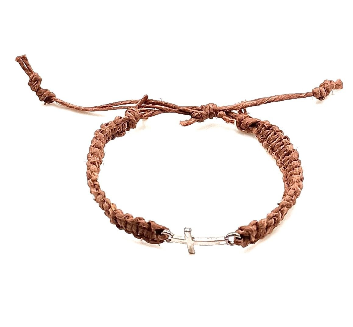 Cross Hemp Bracelet (Dark Brown)
