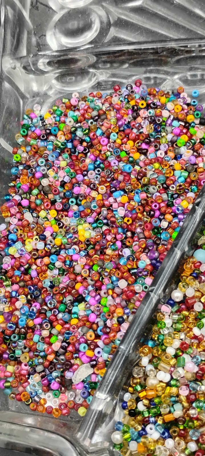 Vtg Multicolor Glass Seed Beads LOTS OF COLORS, 2 Bags TTL 7.8 Oz FREE SHIPPING