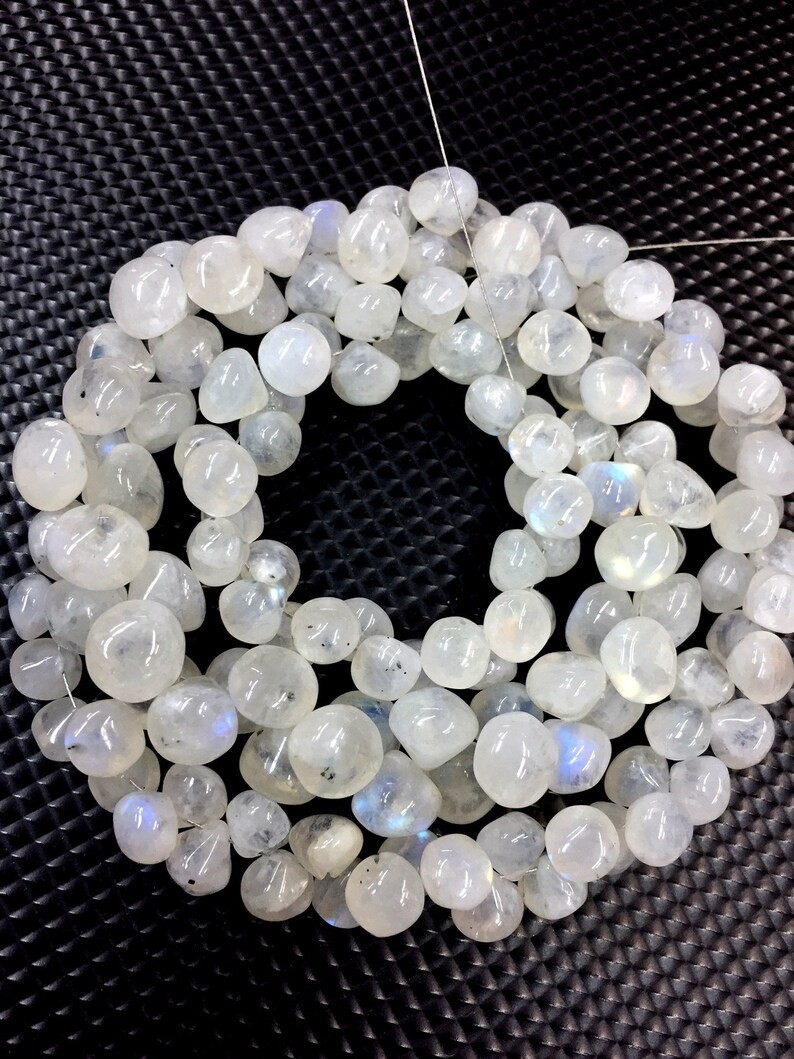 Natural White Rainbow Smooth Teardrop Beads 16″ Strand Onion Shape Rainbow Beads