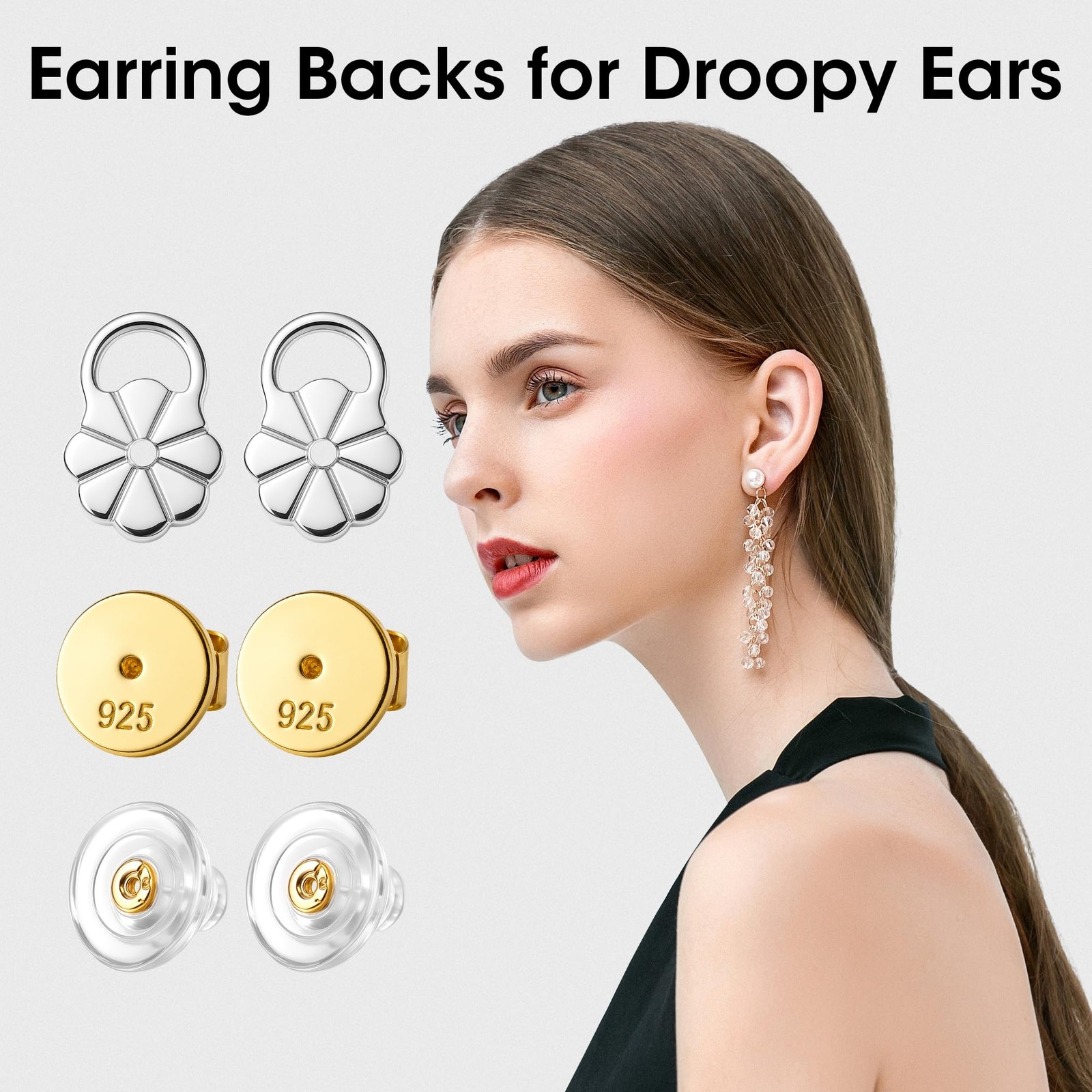 Earring Backs for Droopy Ears Heavy Earrings – Replacements Locking Ear Suppo…