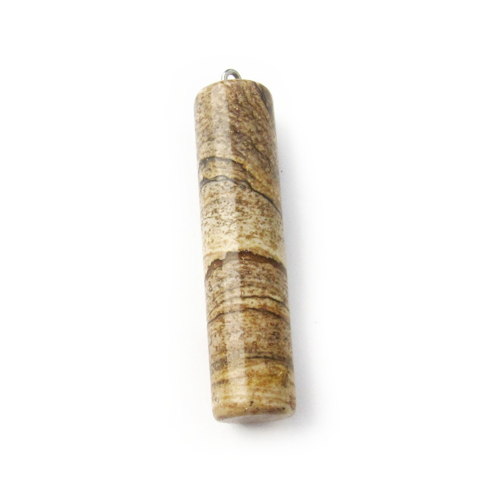 1 Piece 50mm Picture Jasper Stone Cylinder Pendant, Tower Pendant, Supplies