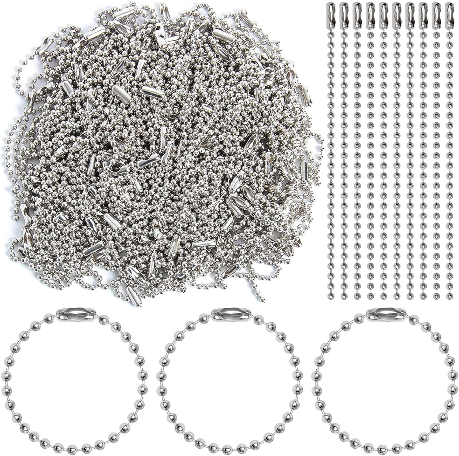 200 Pcs 100 Mm Long Bead Connector Clasp Ball Chains Keychain Tag Keychain Ball