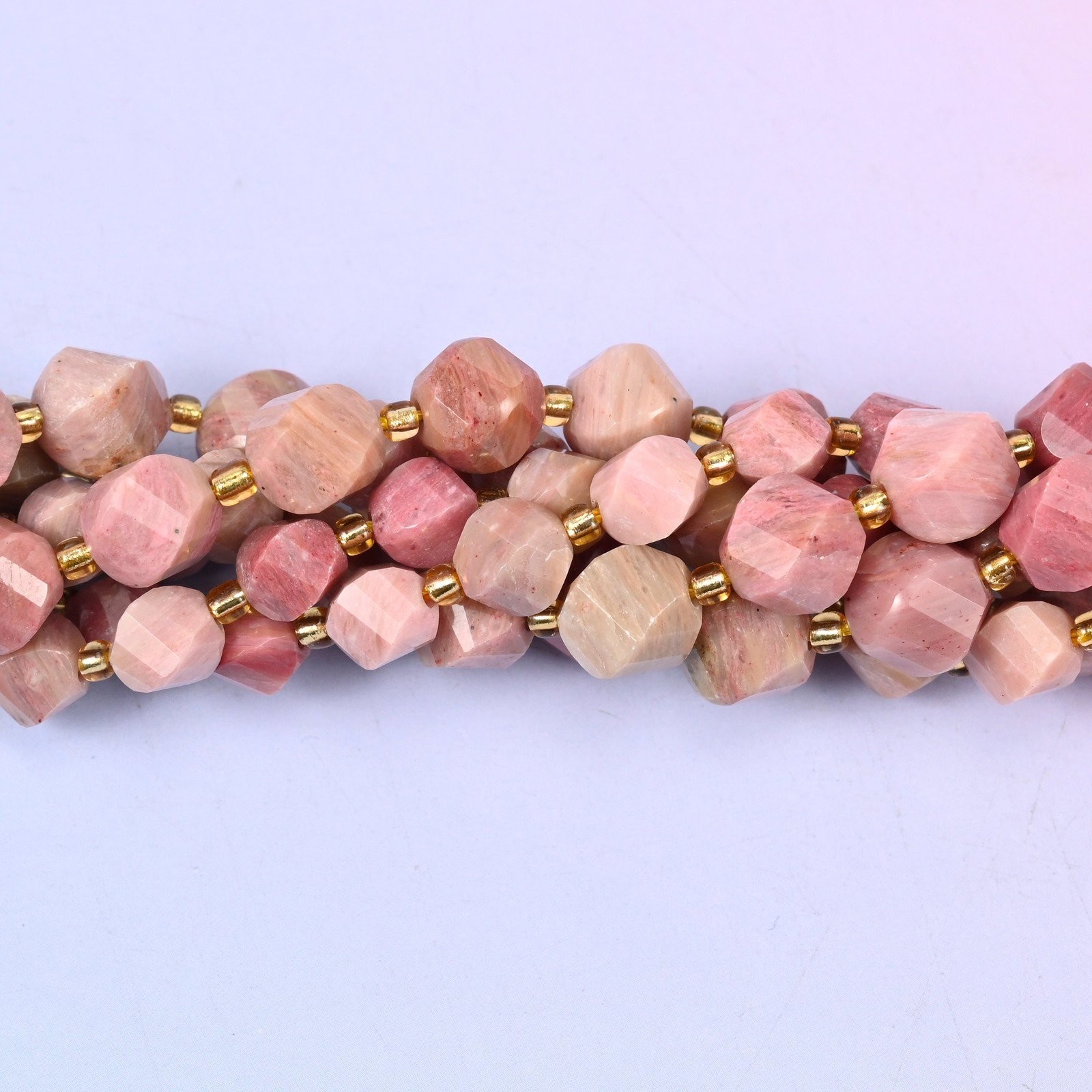 Pink Rhodonite Faceted Spiral Twist Beads: Size 8mm 10mm, Jewelry Making