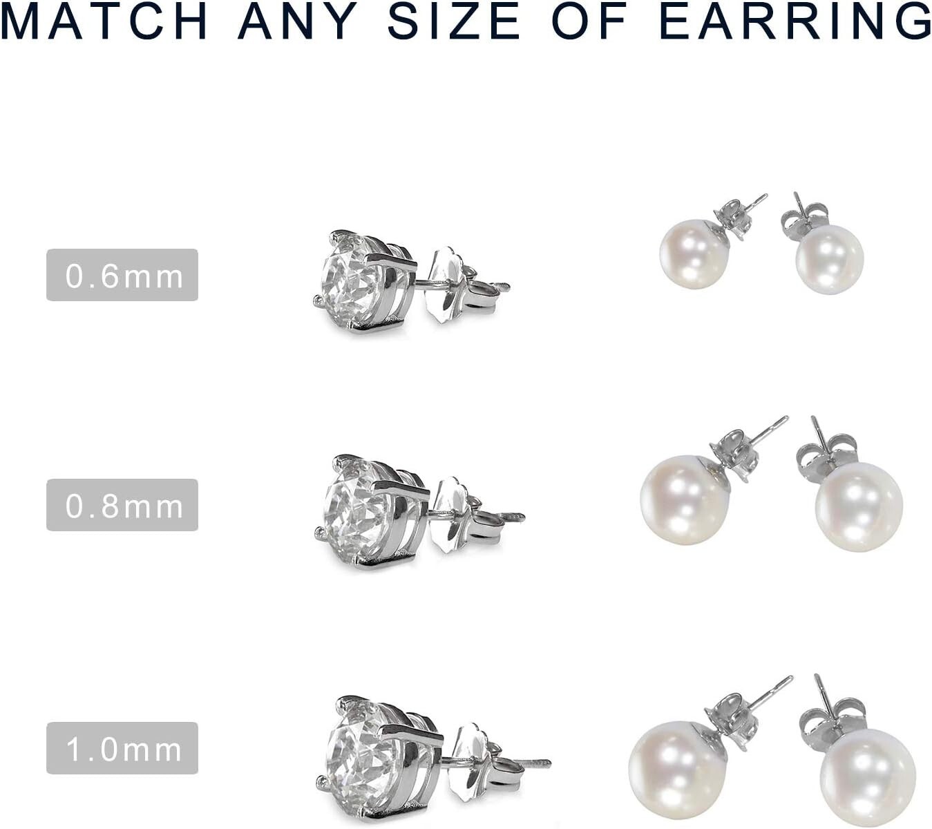 30Pcs/15 Pairs 925 Sterling Silver Earring Backs Replacement Secure Ear Locking,