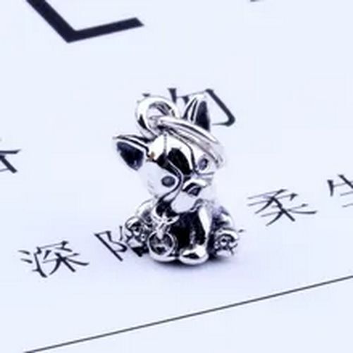 Puppy Cat Dangle Charm-925 Sterling Silver Charms Fit Bracelet Bangle DIY Jewelr