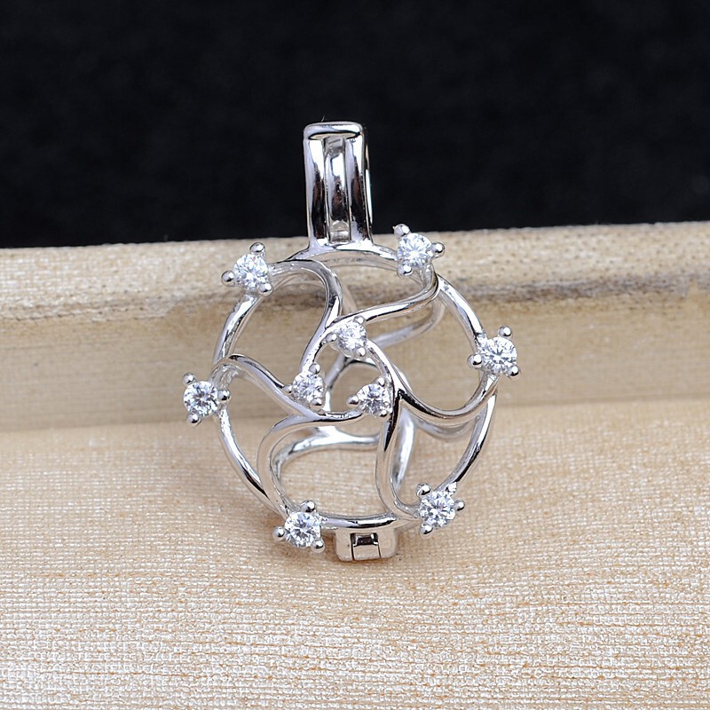 Charm Sterling Silver 10-12mm Pearl Cage Pendant for Jewelry Making Women Gifts