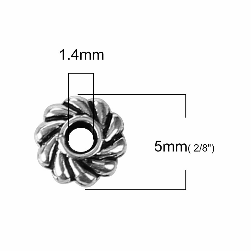 Wholesale 5mm Antiqued Silver Plated Beads B0964 – 100, 200 Or 500PCs