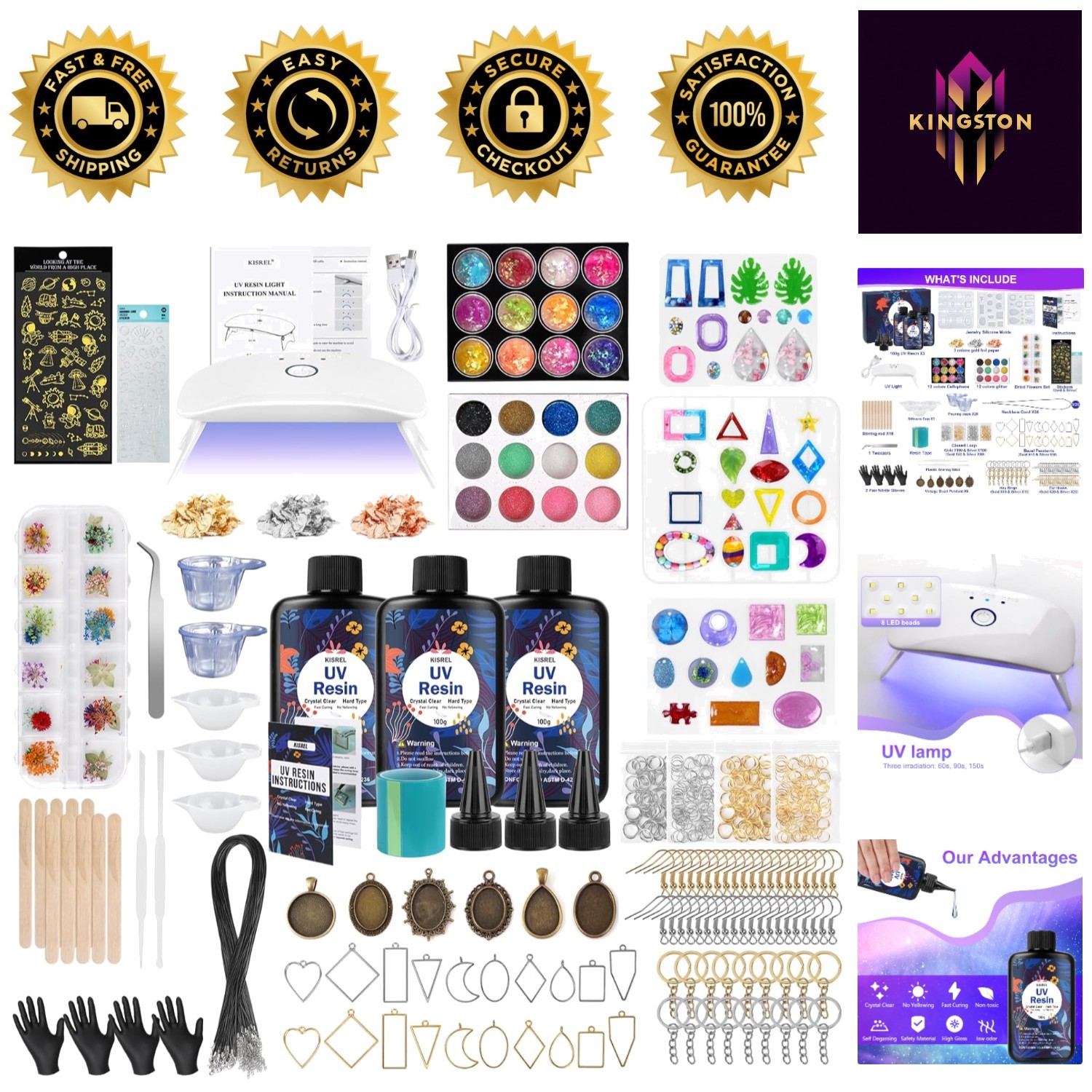 Ultimate UV Resin Jewelry Kit – Portable Light, Molds & 300g Resin