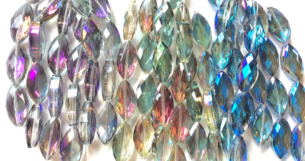 Crystal Navette Marquis Large 25x12mm Chinese Crystal Glass Beads Q2 Strands