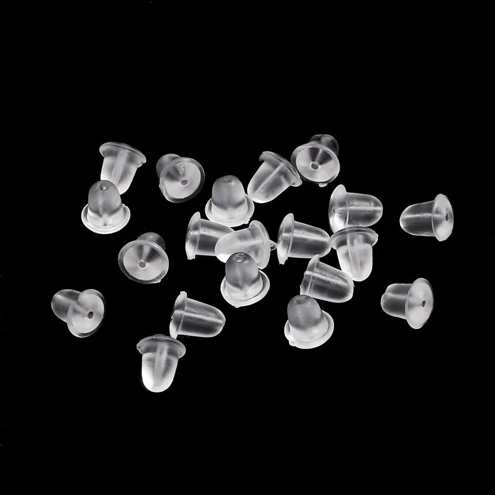 500pcs Clear Silicone Earring Backs Safety Bullet Clutch Stopper DIY Jewelry
