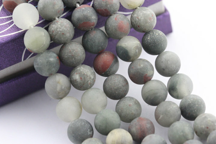 2.0mm Hole African Bloodstone Matte Round Beads 8mm 10mm 15.5″ Strand
