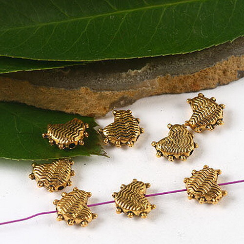 32pcs dark gold-tone heart spacer beads h2350