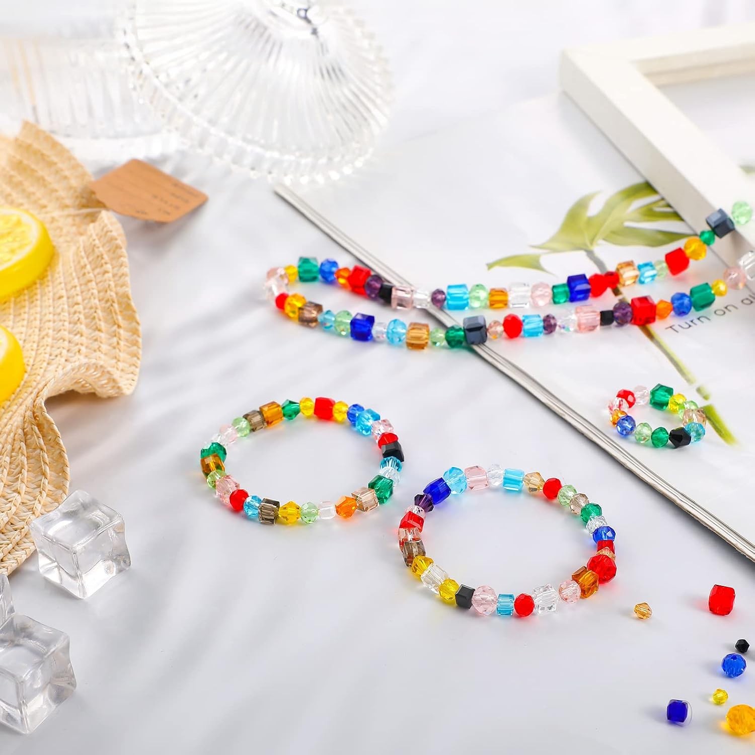 1000 Pcs Glass Beads Bulk Assorted Crystal Beads for Jewelry Making Faceted