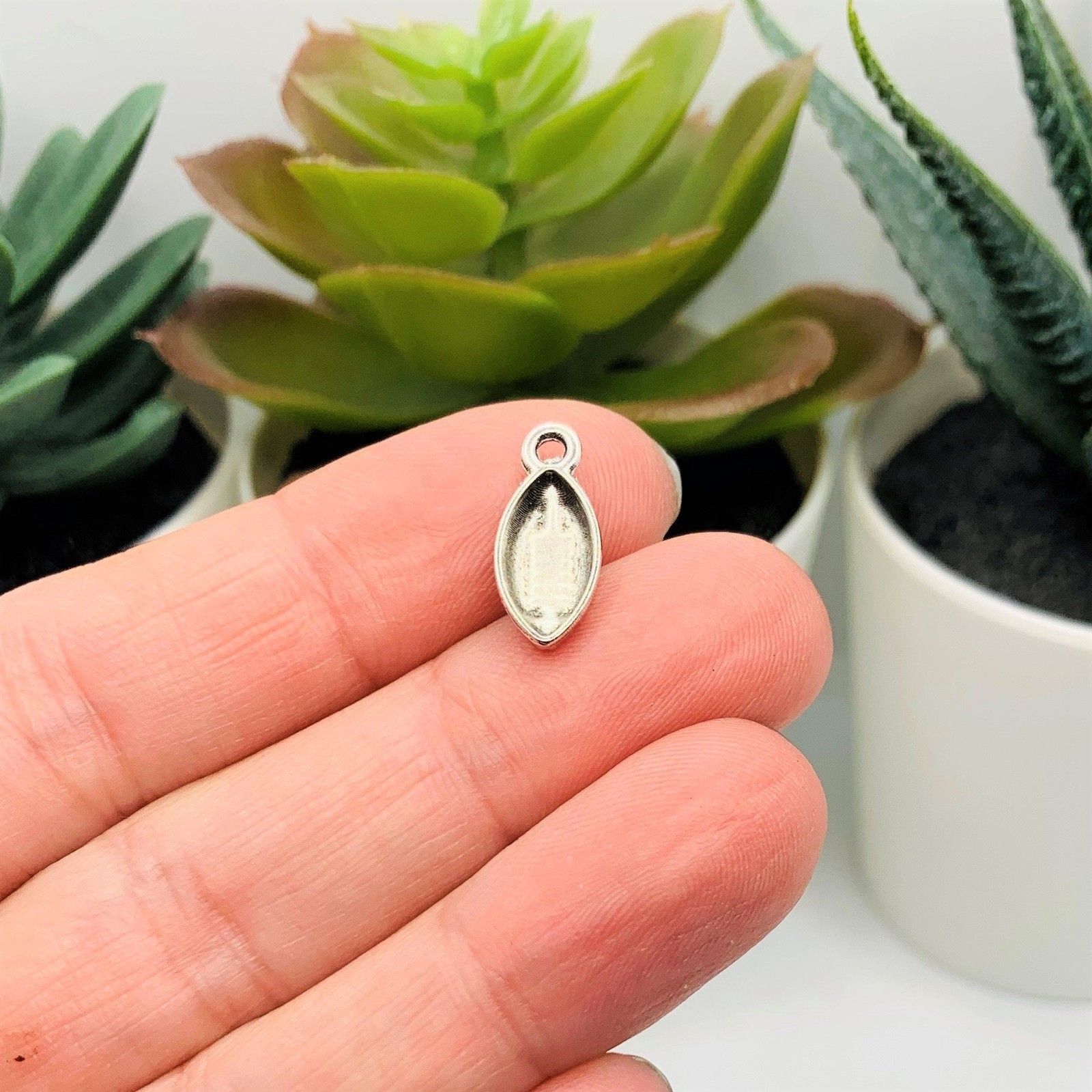 Small Silver Football Charms, 15x7mm – US Seller