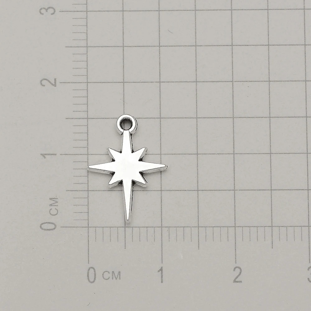 50pc Mini Cross Star Charms 11x15mm Silver Tone Pendant DIY Jewelry Accessories