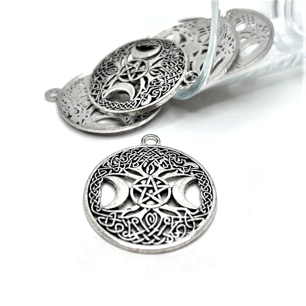 Large Silver Wiccan Goddess Charms, 39x34mm – US Seller