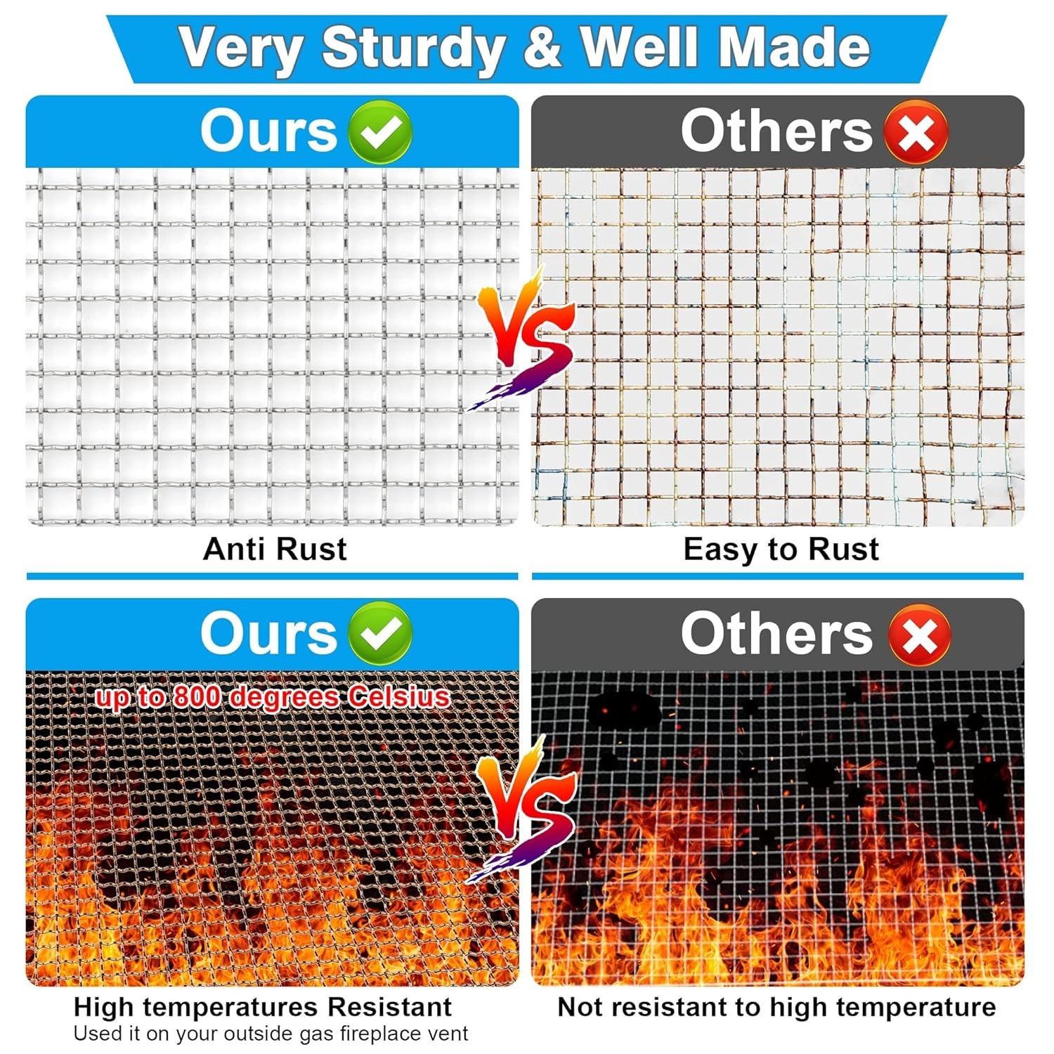 2-Pack Crimped Stainless Steel Mesh – 11×14.2 Inch, Not Easy to Fall Off