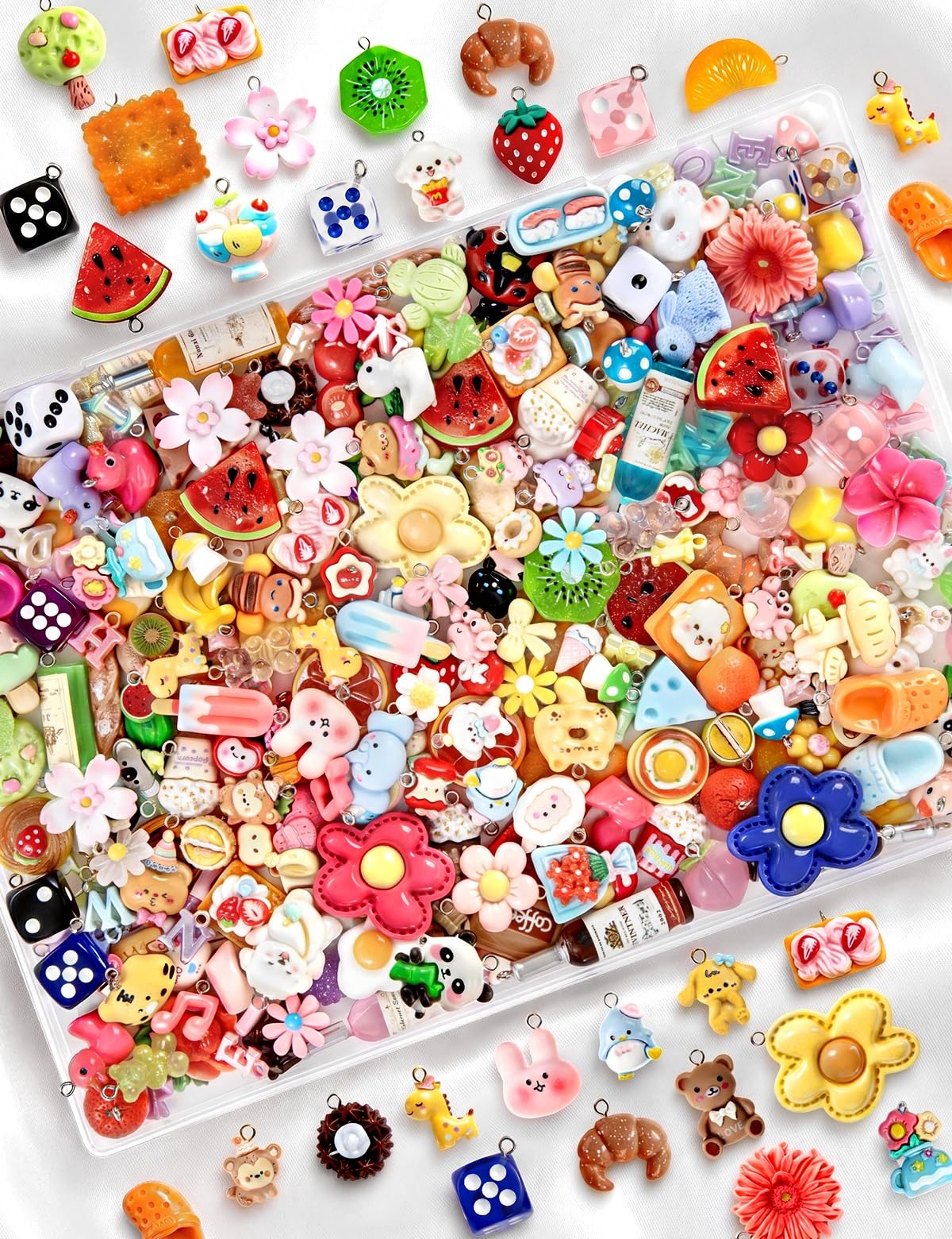 DIY Cute Resin Charms Mini Fruit Candy Animal Bracelet Keychain Jewelry Crafts