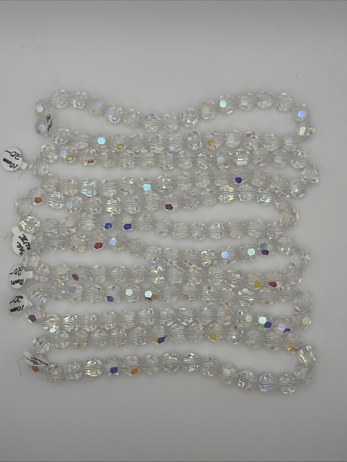 Pre-WWII Crystal Faceted Beads Lot of 180 Vintage Czech Aurora Borealis Glass