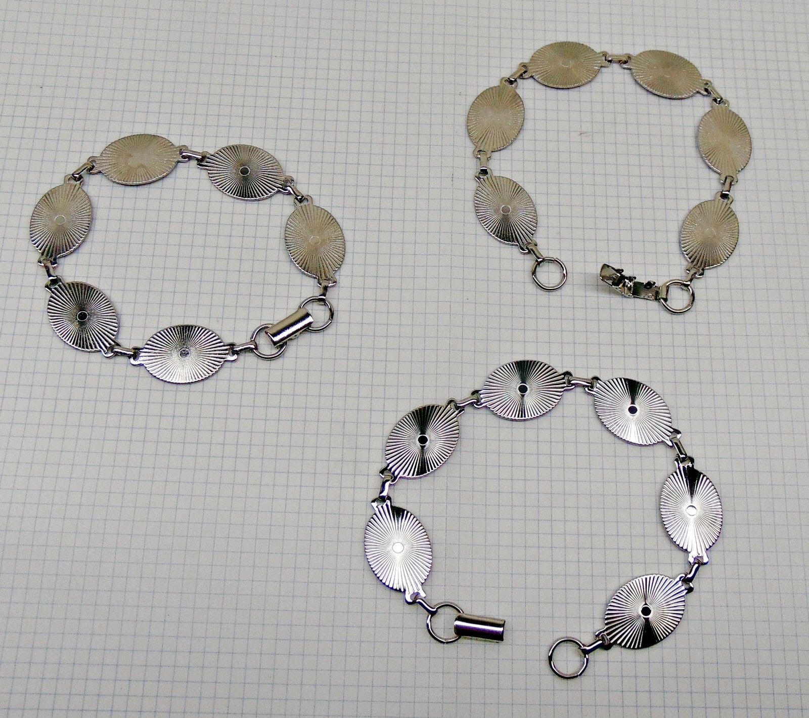 5 NICKEL SILVER Bracelet Blanks Form~ 6 OVAL PADS 20mm ~ You Embellish !