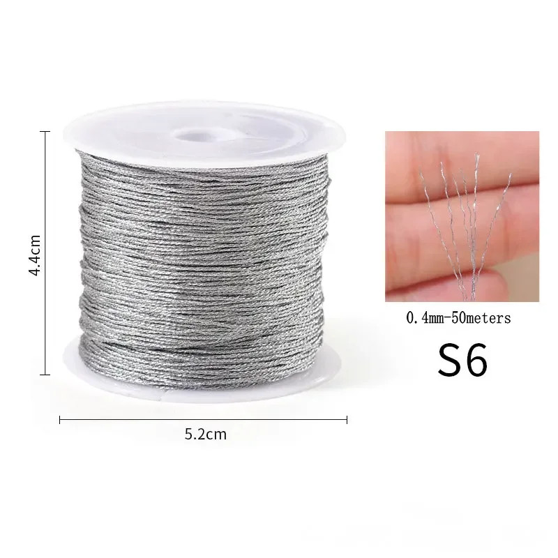 0.2-1MM Metallic Ornament String Silver Gold Color Cord Jewelry Thread for Chris