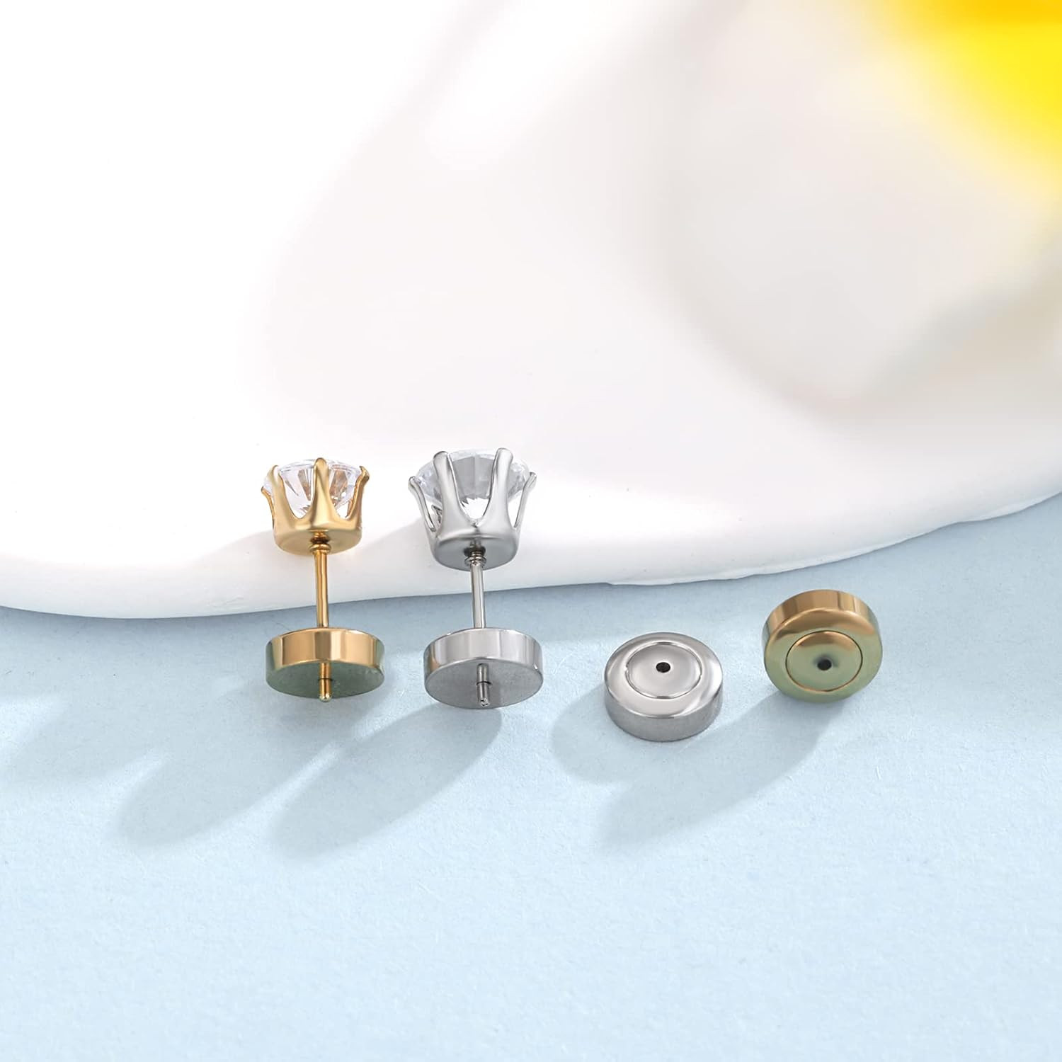Earring Backs for Studs, 4PCS Large Heavy Earring Support Backs in Gold