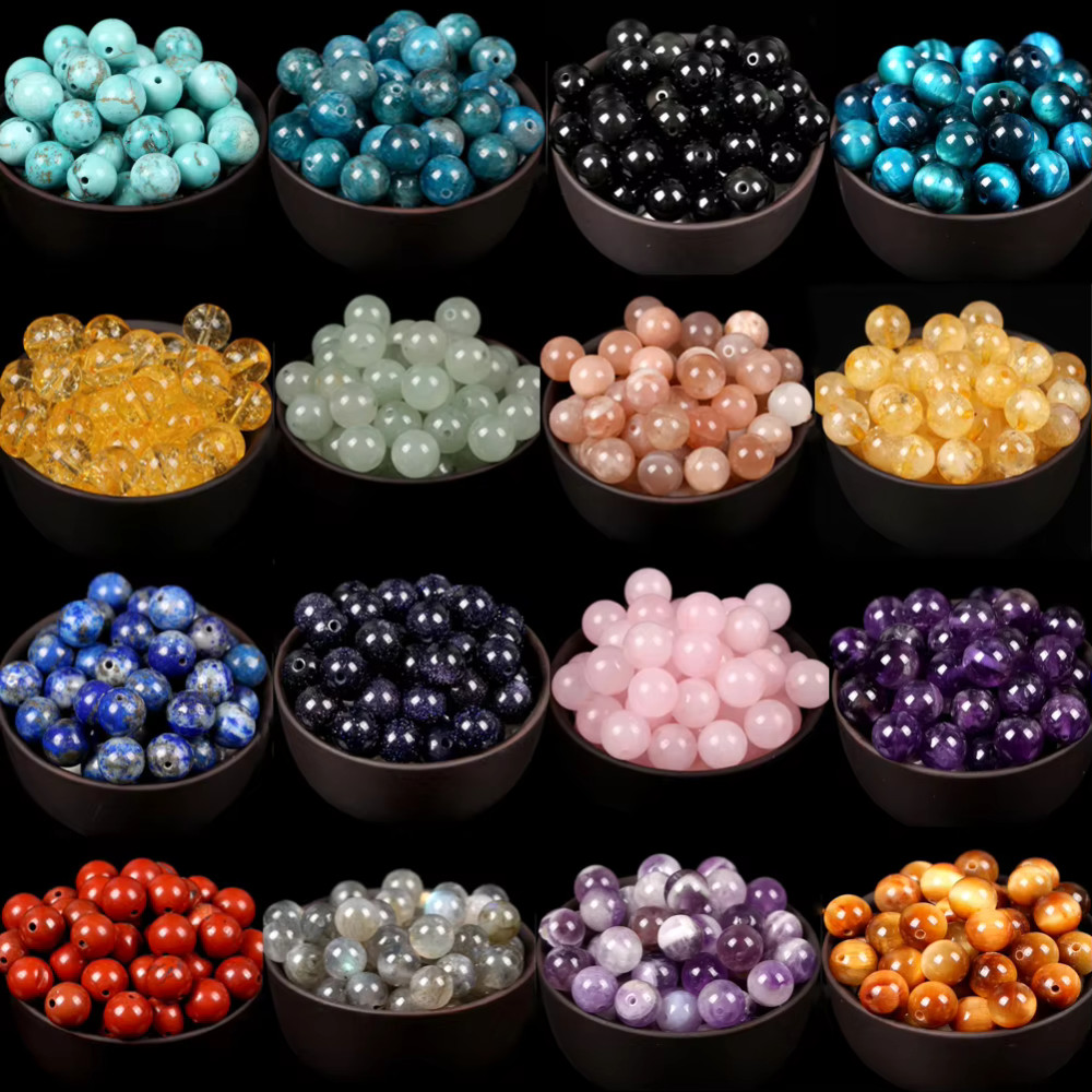 Natural Gemstone Round Spacer Loose Beads for Jewelry Making DIY 4mm-12mm