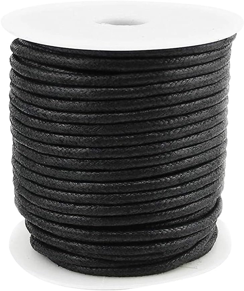 22 Yards 3Mm Black Waxed Cotton Cord Jewelry Making Beading Thread