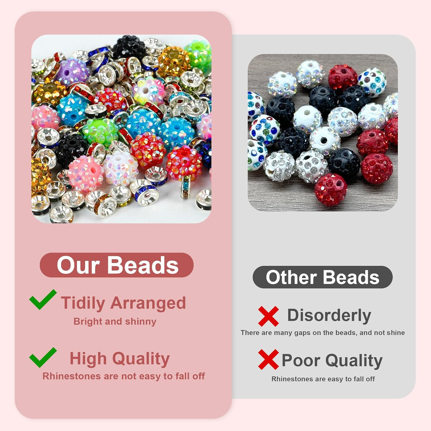 500 Pcs Beads for Pens – Focal Bead for Beaded Pens, Rhinestone Beads