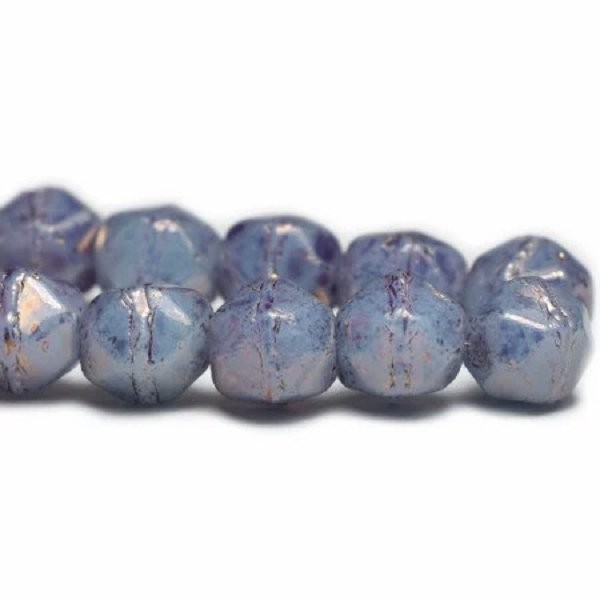 0219, Powder Blue with a Purple Pansy Luster, 4mm English Cut, 25 Beads, (4m1)