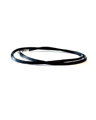 Black Silk Satin Silver Clasp Cord Chain Necklace 14″ 16″ 18″ 20″ 16.0 Inches